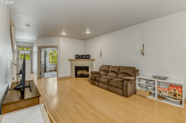 living room with hardwood / wood-style floors