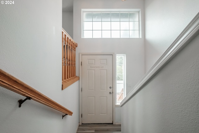 foyer with light wood-type flooring