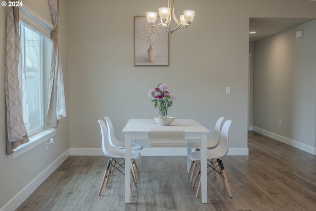 unfurnished dining area featuring baseboards, wood finished floors, and a healthy amount of sunlight