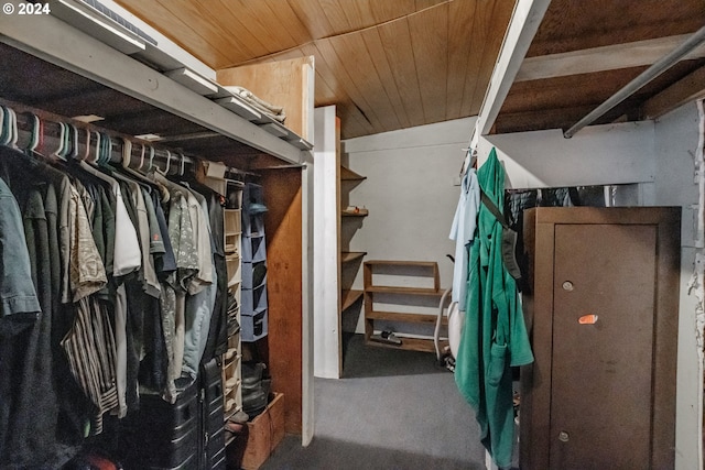 walk in closet featuring carpet