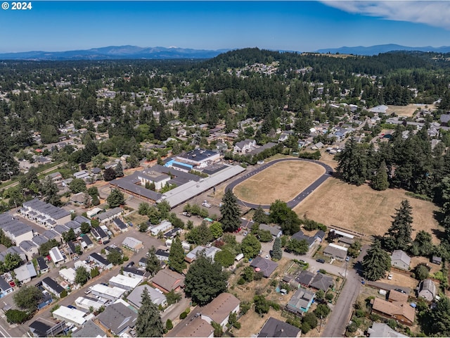 drone / aerial view with a mountain view