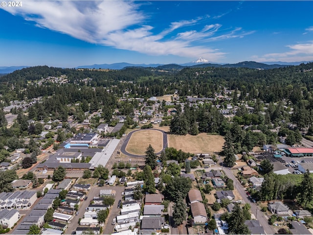 drone / aerial view with a mountain view