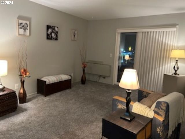 living area with carpet