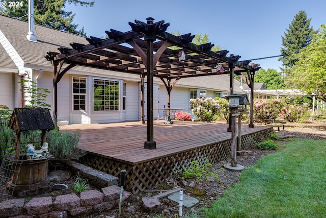 wooden deck with a pergola