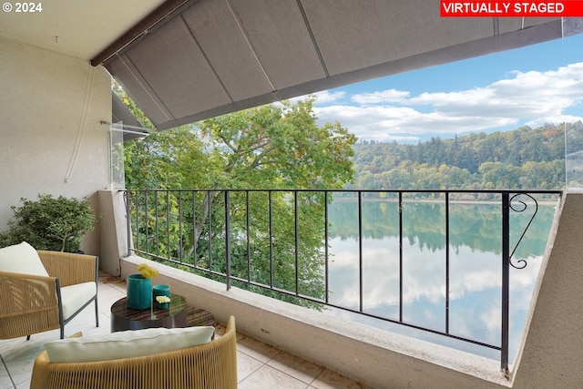 balcony with a water view