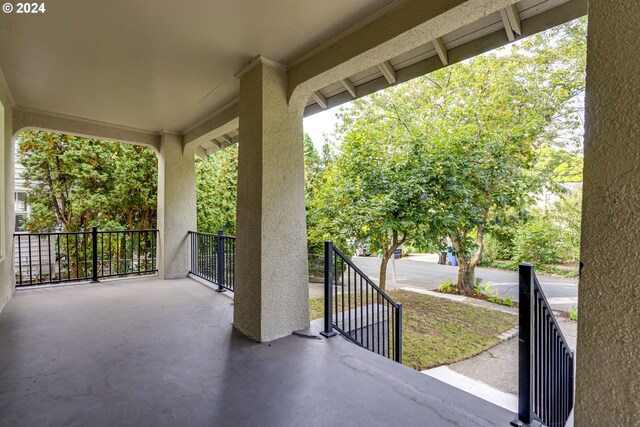 view of patio featuring a porch