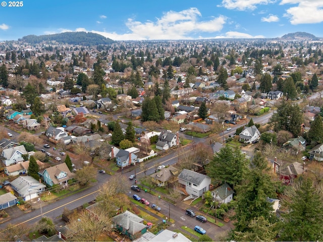 drone / aerial view with a mountain view