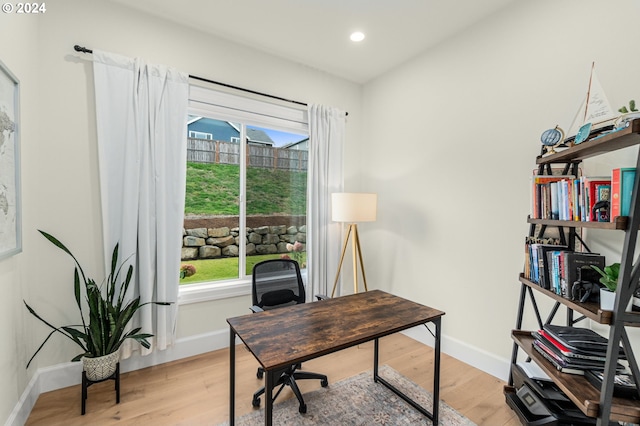 office area featuring light wood-type flooring