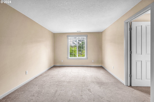 carpeted spare room with a textured ceiling