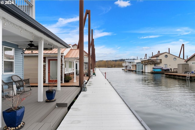 view of dock featuring a water view