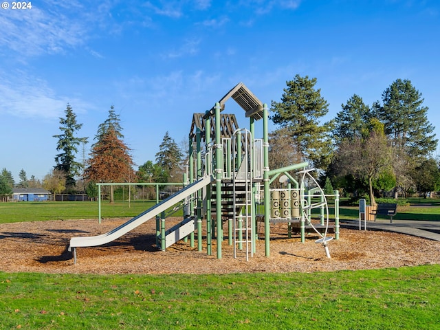 view of playground featuring a yard