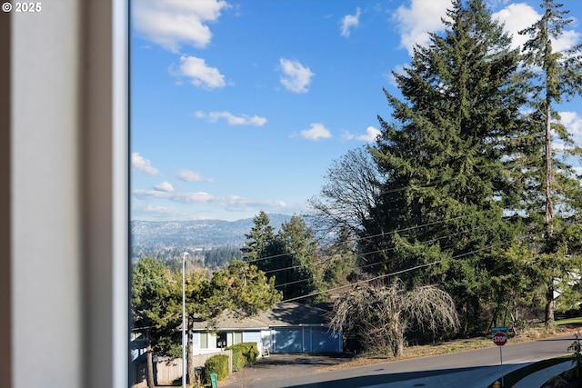 view of water feature with a mountain view