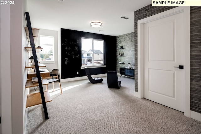 hallway with carpet floors and a wealth of natural light