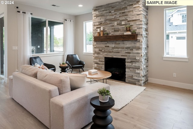 living room featuring light wood-type flooring