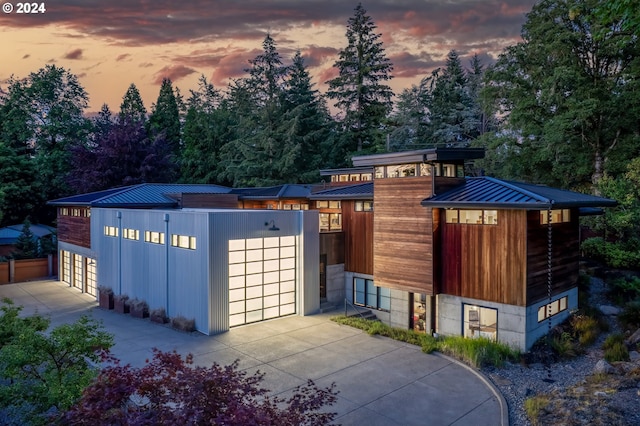 view of front of house with a garage