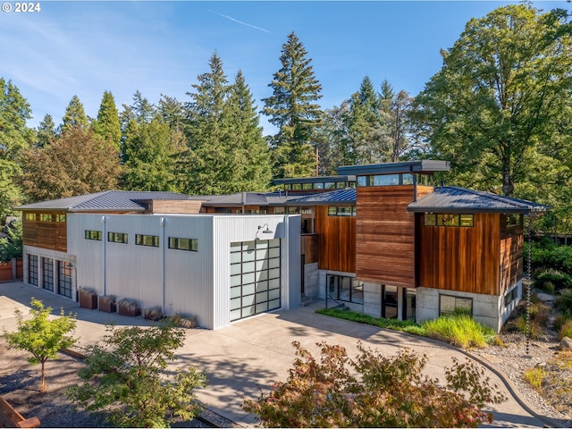 modern home featuring a garage