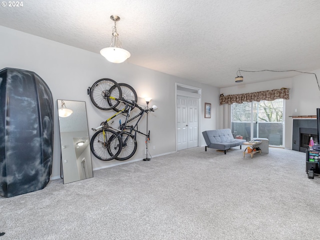 interior space with a textured ceiling