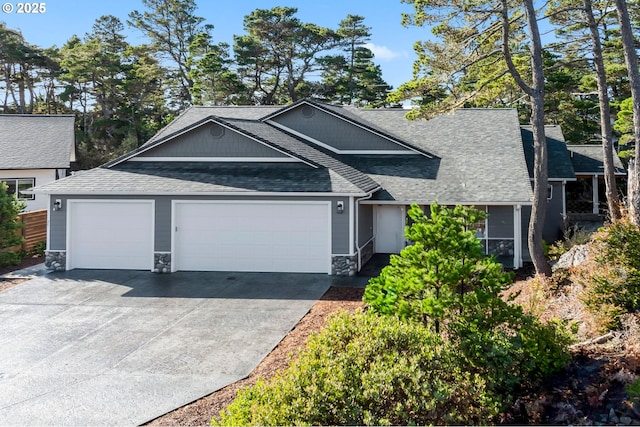 view of front of property with a garage