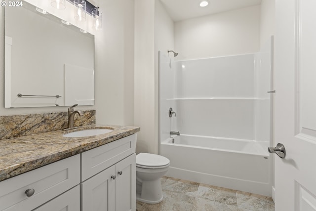 full bathroom featuring vanity, toilet, and shower / bath combination