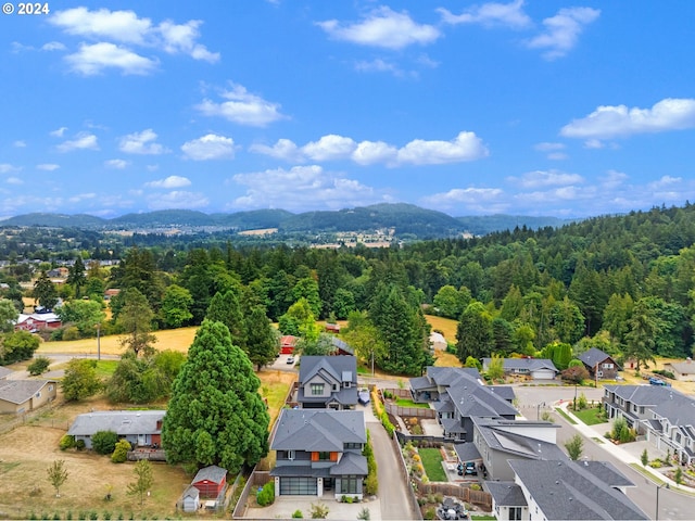 aerial view with a mountain view