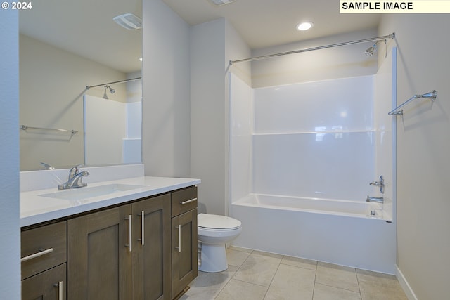 17374 SW Kalapuya Ln Unit 70, Sherwood, OR 97140 - full bathroom featuring toilet, tile patterned floors, vanity, washtub / shower combination, and recessed lighting