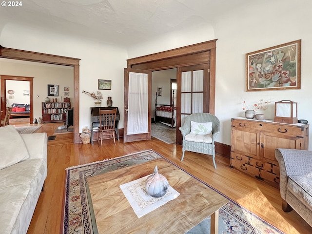 living room with light wood-type flooring