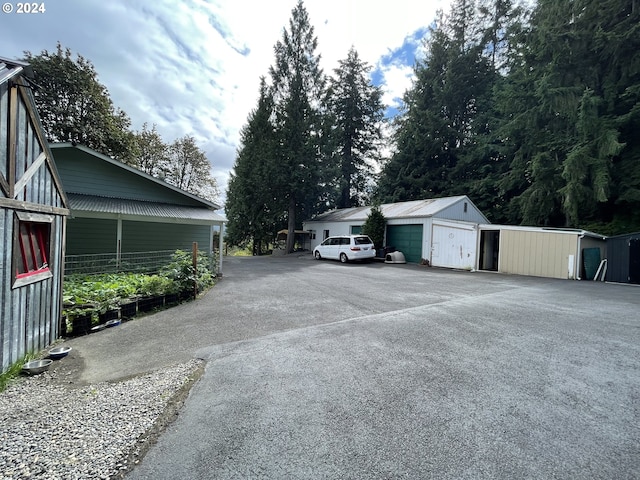 exterior space featuring a garage