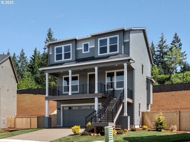 1643 NE Josephine Ct Unit 175, Estacada, OR 97023 - view of front of property with stairs, a porch, driveway, and a garage