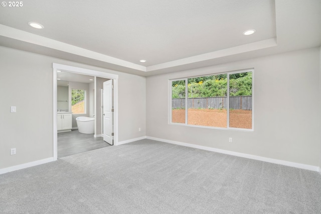 1643 NE Josephine Ct Unit 175, Estacada, OR 97023 - empty room featuring carpet floors, baseboards, healthy amount of natural light, recessed lighting, and a tray ceiling