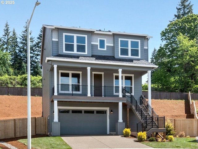 1643 NE Josephine Ct Unit 175, Estacada, OR 97023 - view of front of home featuring stairway, a garage, a porch, and concrete driveway