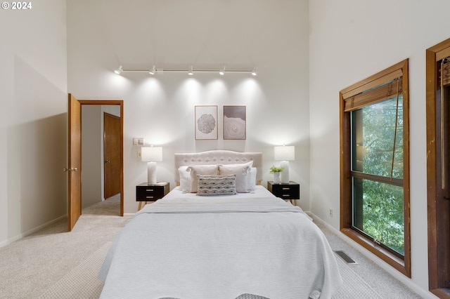 bathroom with a skylight, hardwood / wood-style flooring, and vanity