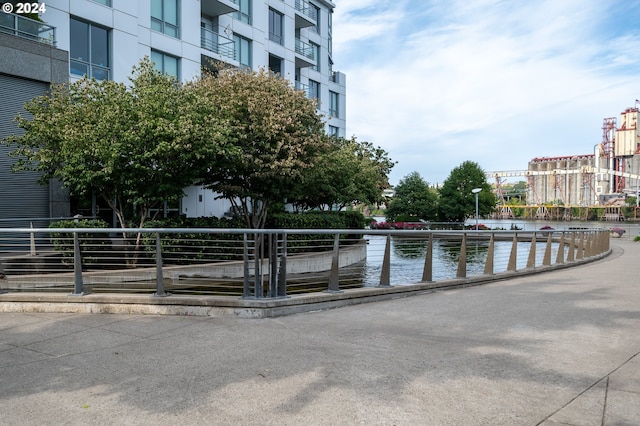 view of community featuring a water view