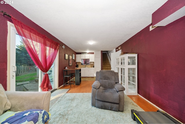 living room featuring light wood-type flooring