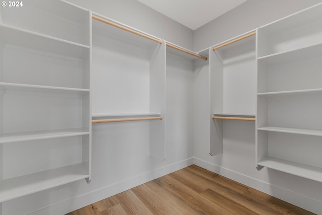 spacious closet with hardwood / wood-style flooring