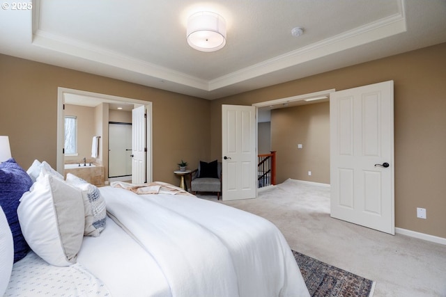 5310 NW Primino Ave, Portland, OR 97229 - bedroom featuring light carpet, a raised ceiling, and baseboards