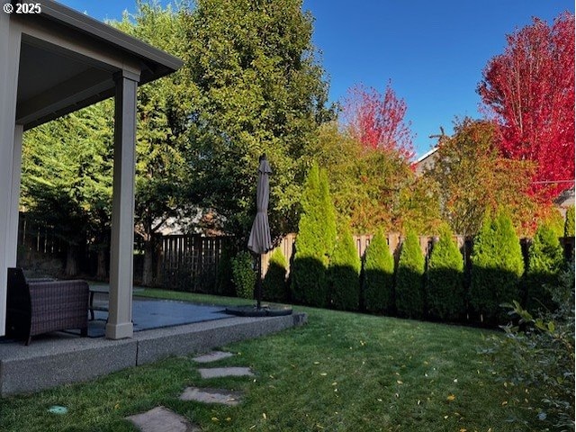 5310 NW Primino Ave, Portland, OR 97229 - view of yard featuring a patio and fence