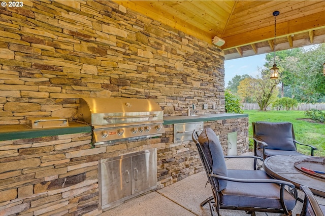 view of patio featuring a gazebo, a grill, and area for grilling