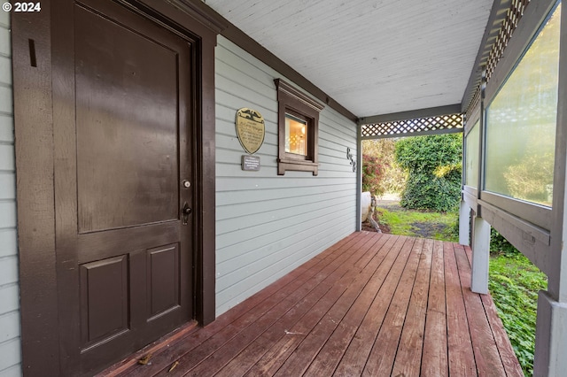 deck with a porch