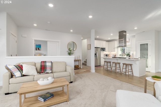 living room featuring light wood-type flooring