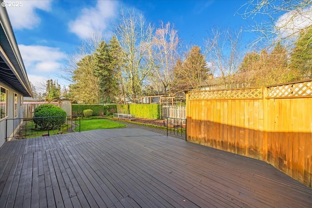 deck featuring a yard