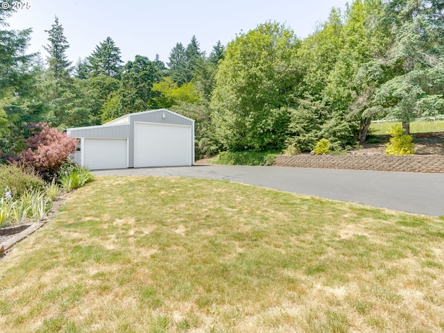 14355 NW Pheasant Hill Ln, Mcminnville, OR 97128 - view of grassy yard featuring a garage and an outbuilding