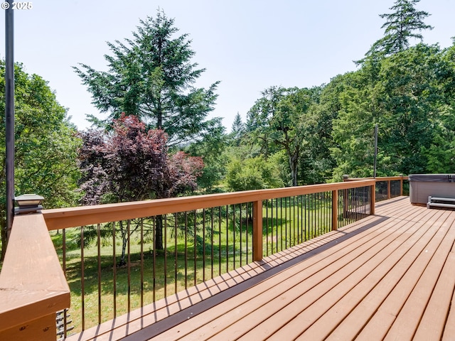 14355 NW Pheasant Hill Ln, Mcminnville, OR 97128 - wooden deck with a yard and a hot tub