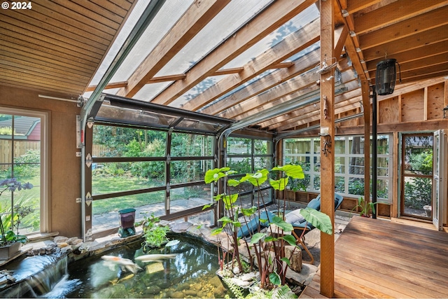 sunroom with a skylight