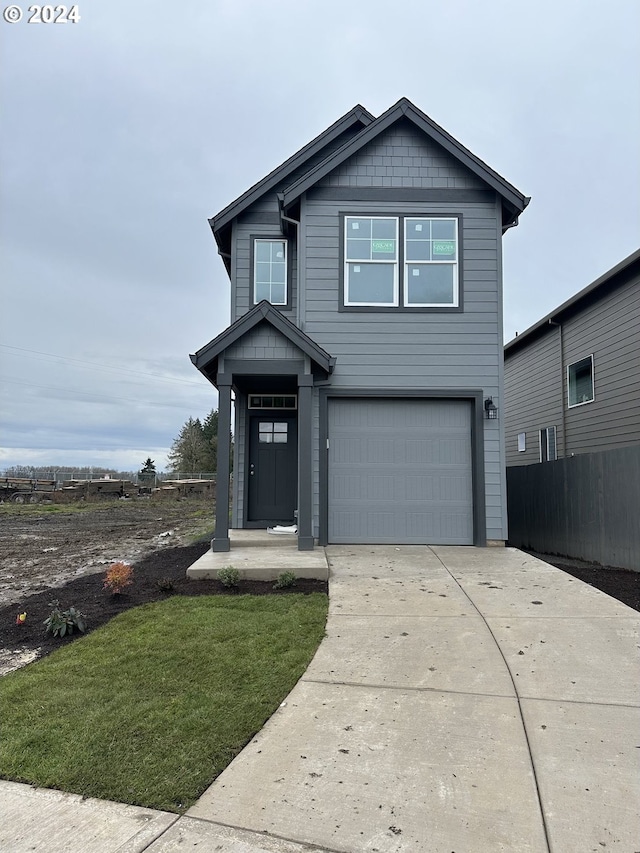 view of front facade with a garage