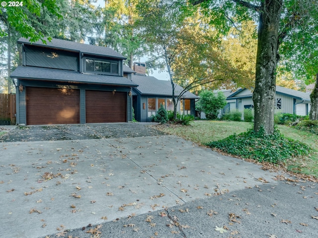 front facade with a garage