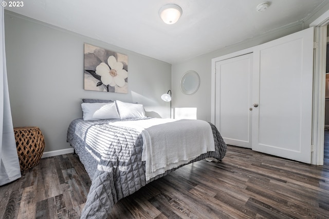 bedroom featuring dark hardwood / wood-style flooring