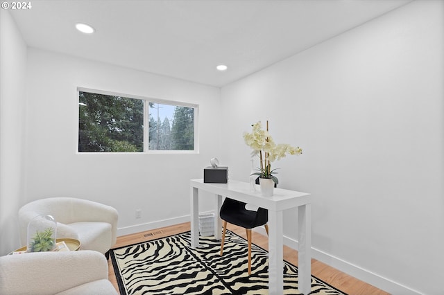 office space featuring hardwood / wood-style flooring