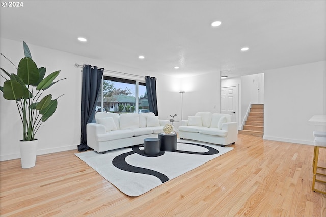 living room with light wood-type flooring