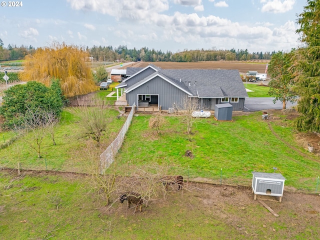 drone / aerial view with a rural view