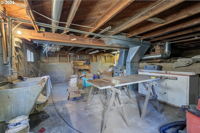 basement featuring sink